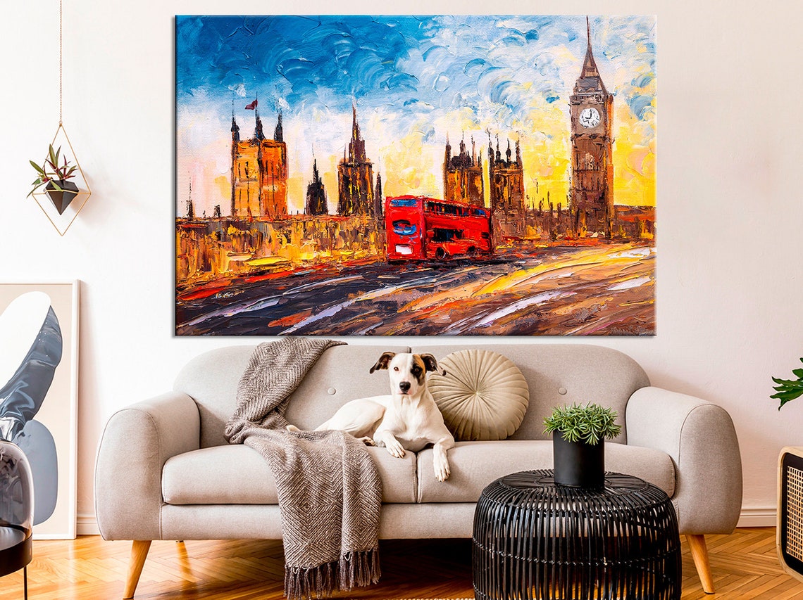 London Oil Painting PRINT Canvas City View of London Wall Art Etsy