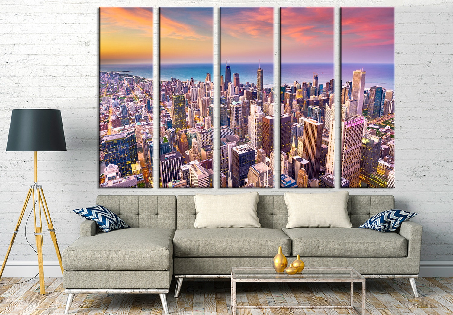 Chicago wall art Illinois canvas print USA downtown city Etsy