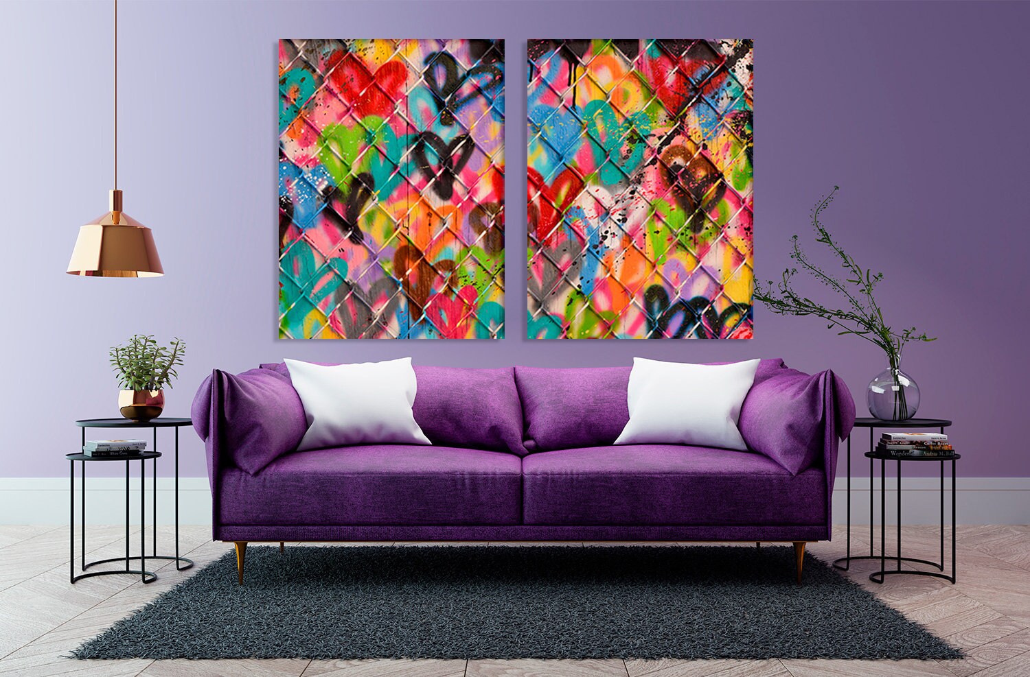 Abstract Spray Paint Art Print Love Hearts Graffiti Picture Etsy UK