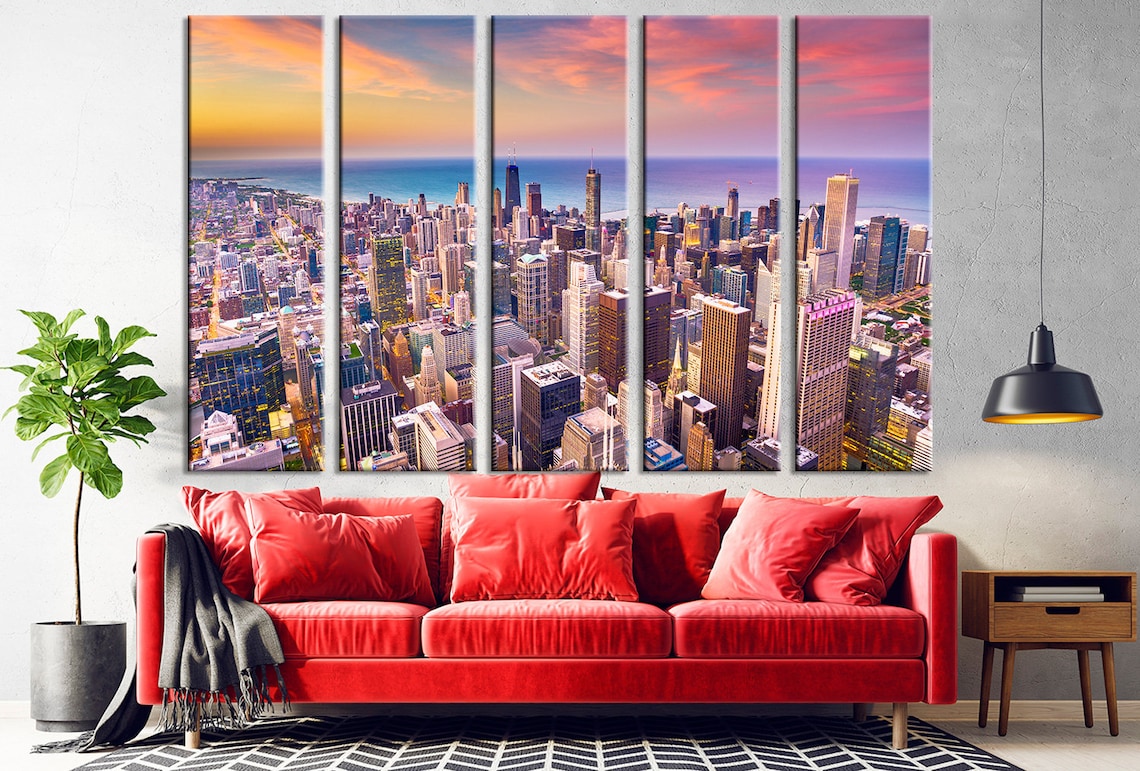 Chicago wall art Illinois canvas print USA downtown city Etsy