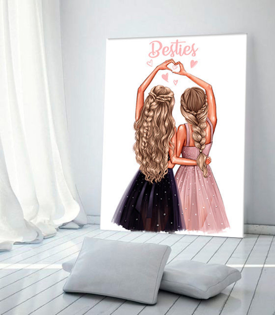 Best Friends Art Besties Wall Art Besties Gift Besties Poster Etsy