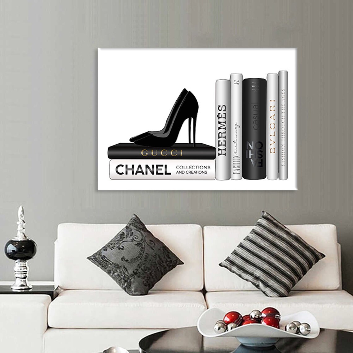 Shoes wall art Shoes print Shoes canvas Shoes decor Fashion Etsy