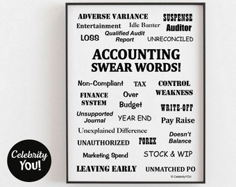 Accounting Swear Words (USA) PRINTABLE Accountant Office Decor, Pet Peeves Wall Art, Funny Accounting Sign, Accountant Gift INSTANT Download