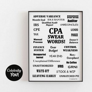CPA Swear Words PRINTABLE Office Decor, Annoyingly Funny CPA Gift, Accountant Pet Peeves Sign, Accounting Terms Poster, Digital DOWNload