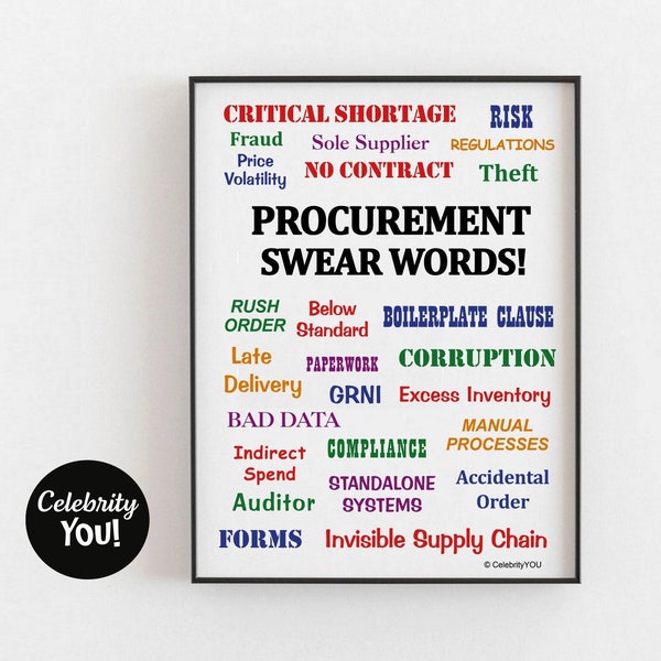 Procurement Swear Words PRINTABLE Office Decor, Funny Procurement Manager Gift, Fun Supply Chain Purchasing Manager Poster, DIGITAL Download