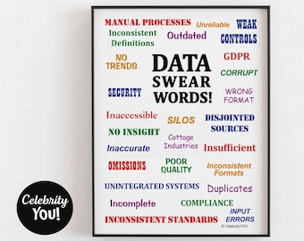 Gegevens vloekwoorden AFDRUKBAAR kantoordecor, grappig data-analistcadeau, data-nerd, big data-wetenschapper kunst, pet eves tekenkleur, digitale download