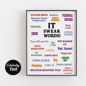 Information Technology Swear Words PRINTABLE Office Decor, Funny IT Gift, Computer Terminology Wall Art, Pet Peeves Poster, Digital DOWNload