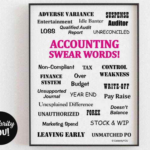 Accounting Swear Words PRINTABLE Accountant Sign Funny Etsy