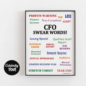 CFO Swear Words PRINTABLE Office Decor, Chief Financial Officer Gift Present, Pet Peeves Poster, Funny Quote Sign, DIGITAL Download Print