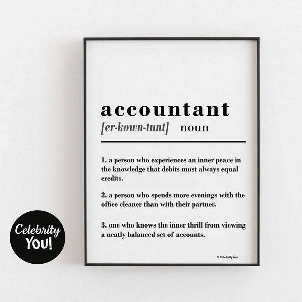 Funny Definition of Accountant PRINT, Accounting Office Decor, Witty Motivational Inspirational Quote, Humorous Home Poster, CPA Sign, Humor