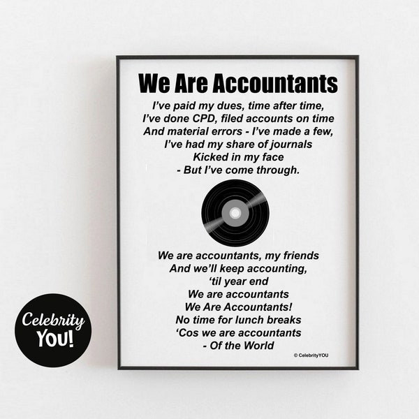 We Are Accountants PRINTABLE CPA Accounting Office Decor, Accountant Gift, Motivational Quote Song Lyrics, Humorous Sign, INSTANT Download