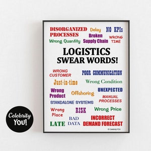 Logistik Schimpfwörter DRUCKBARE Büroeinrichtung, Farbschild, lustige Logistik-Manager-Geschenkidee, Haustier ärgert Poster, DIGITALER Download