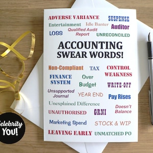 Accounting Swear Words Funny ACCOUNTANT Greeting Card, Blank A5, Birthday Exams Congratulations Leaving Retirement, Joke, FREE UK Delivery