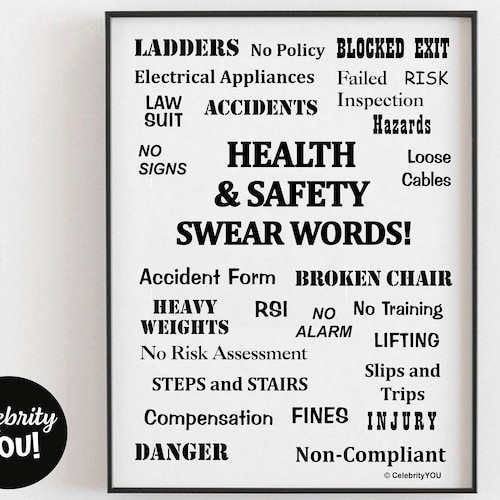 Health & Safety Swear Words PRINT Safety Office Decor Funny Etsy