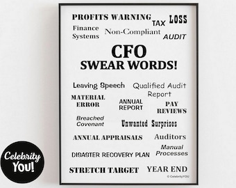 CFO Swear Words PRINTABLE Office Decor, Funny Chief Financial Officer Gift, CFo Pet Peeves Wall Art, Humorous Sign, INSTANT Download Print