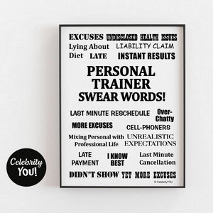 Personal Trainer Swear Words DRUCKBARES Fitnessstudio Schild, ärgerlich lustiger Fitness Coach Danke Geschenk, Training Pet Peeves Poster, DIGITAL Download