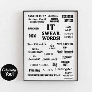 Information Technology Swear Words PRINTABLE Office Decor, Funny IT Gift, Computing Gift, Computer Terms Wall Art, CIO Pet Peeves, DOWNload