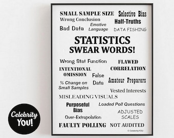 Statistics Swear Words PRINT Office Decor, Funny Statistician Gift, Pet Peeves Wall Art, Statistical Terms Poster, Humor, Home Office Sign