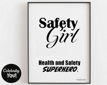 Safety Girl PRINTABLE Health & Safety Sign, Funny Woman Manager Gift, Home Office Decor, Job Title Desk Sign, Superhero Girl Power, DOWNLOAD