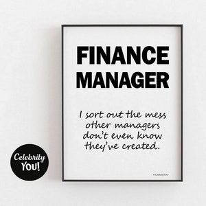 Finance Manager Definition PRINTABLE Office Sign, Funny Inspirational ...