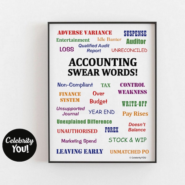 Accounting Swear Words PRINTABLE Accountant Wall Art | Accountant Gift | Poster Print | Office Decor | Funny Finance Sign | INSTANT Download