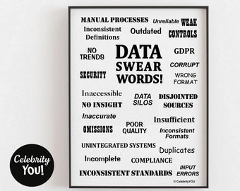 Parolacce sui dati STAMPAbili Decorazione per ufficio, Divertente regalo per analista di dati, Regalo per nerd dei dati, Scienziato dei Big Data, Segnaletica murale con le antipatie personali Download DIGITALE