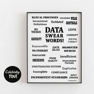 Data Swear Words PRINTABLE Office Decor, Funny Data Analyst Gift, Data Nerd Gift, Big Data Scientist, Pet Peeves Wall Sign DIGITAL Download