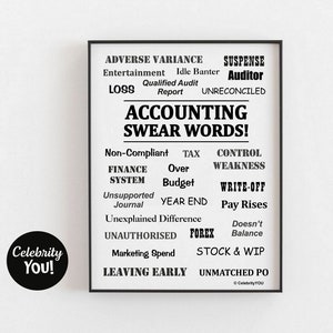 Accounting Swear Words PRINTABLE Accountant Sign | Funny ACCOUNTANT Gift Idea | Home Office Decor | Novelty Gift | Humor | INSTANT Download