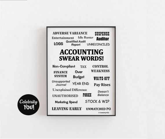 Accounting Swear Words PRINTABLE Accountant Poster Print 