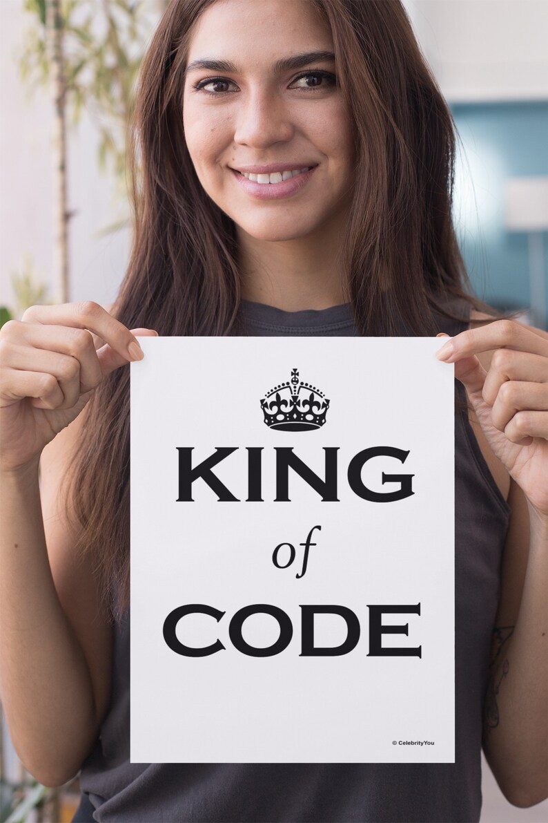 King Code AFDRUKBAAR posterbord computerprogrammering | Grappig cadeau-idee computerprogrammeur | Muurkunst softwareontwikkelaar | DIRECT downloaden afbeelding 2