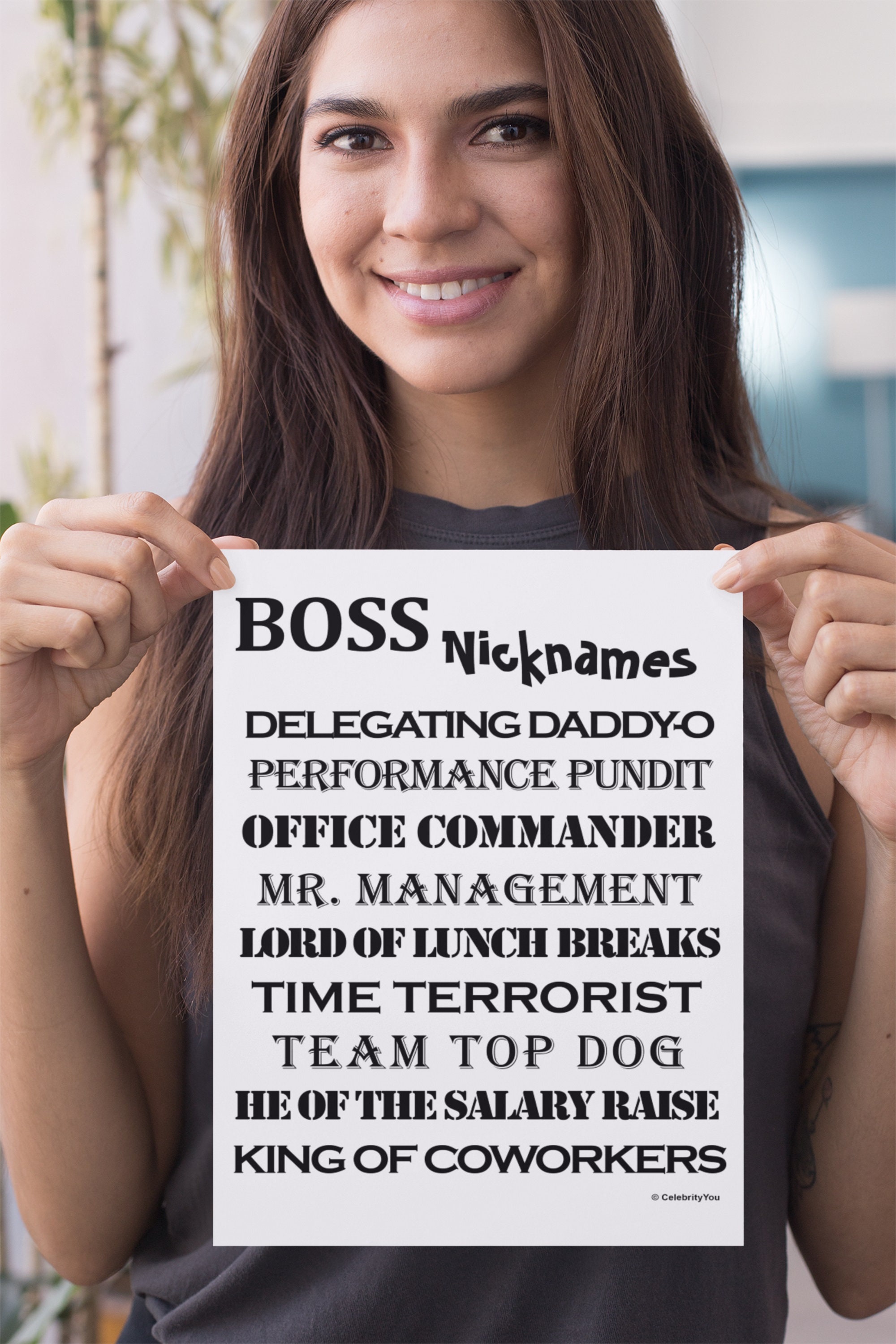 Boss Nicknames PRINTABLE Sign Poster Cruel Funny Boss Gift Etsy