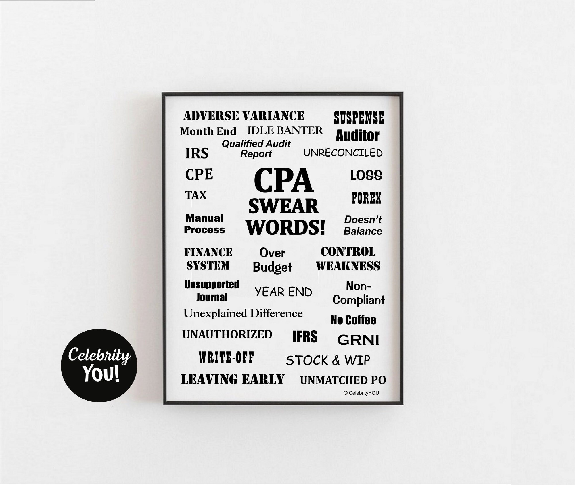 Accounting Swear Words PRINTABLE Accountant Poster Print 