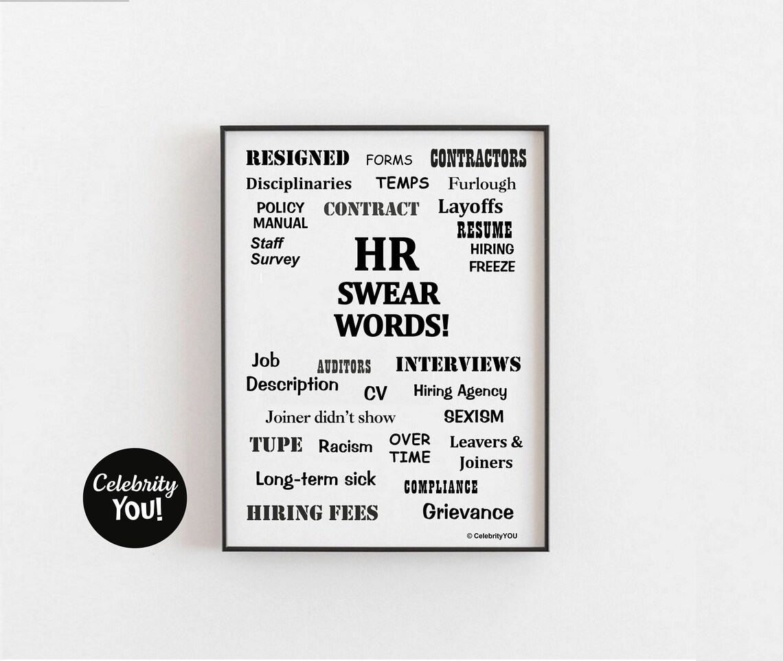 HR Swear Words PRINT Human Resources Office Decor Funny HR Etsy