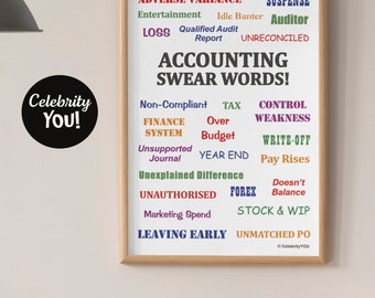 Boekhoudkundige scheldwoorden AFDRUKBARE accountant kunst aan de muur | Accountantscadeau | Posterafdruk | Kantoordecoratie | Grappig financieel bord | DIRECT downloaden