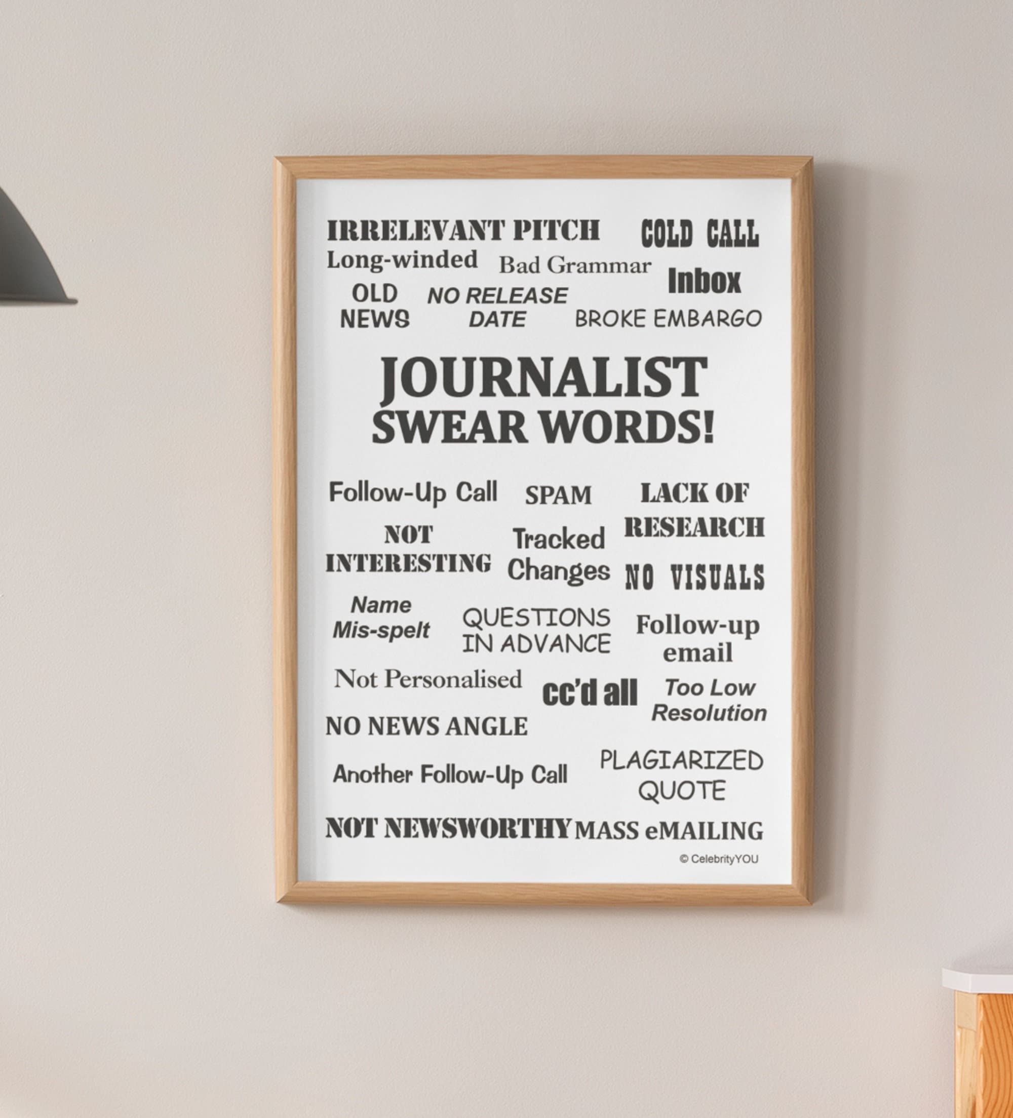 Journalist Swear Words PRINTABLE Office Sign, Annoyingly Funny Gift, PR