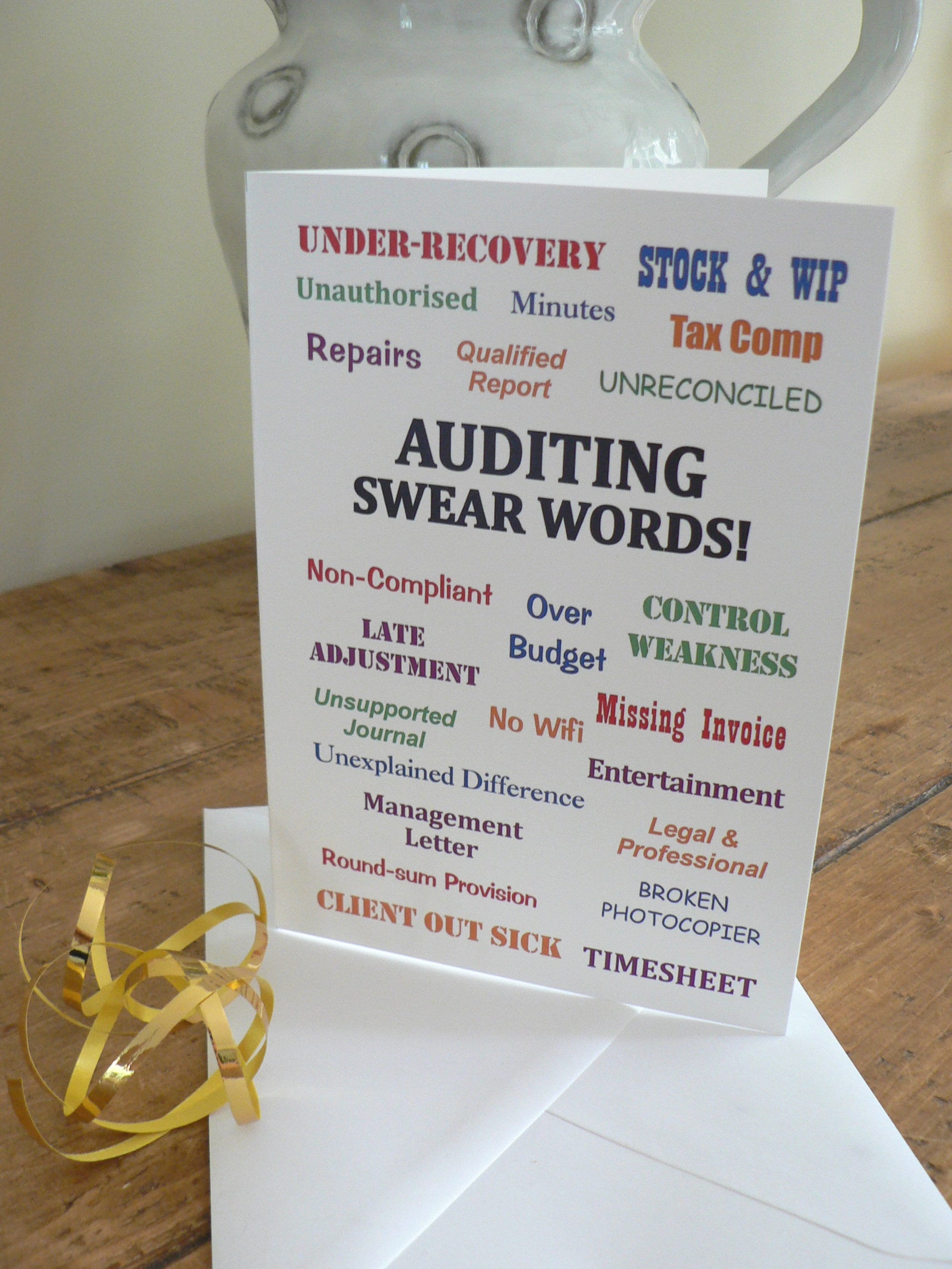 Auditing Sad Sign Auditing Swear Words, Annoyingly Funny AUDITOR Greeting Card, Blank A5 ...