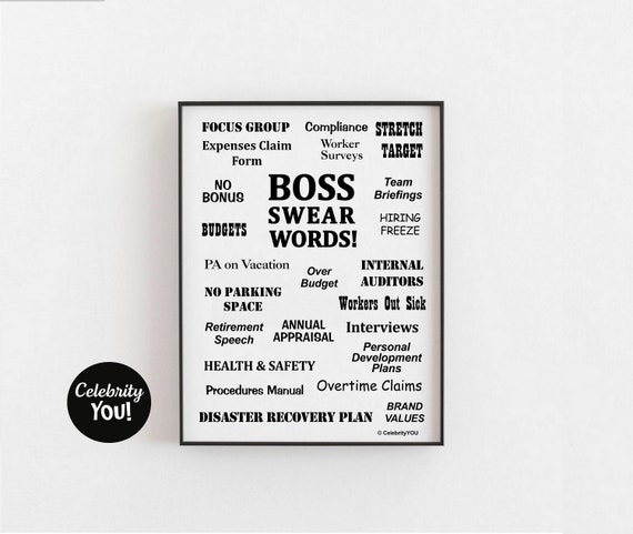 Boss Swear Words PRINT Boss Office Decor Crazy Boss Funny - Etsy Australia