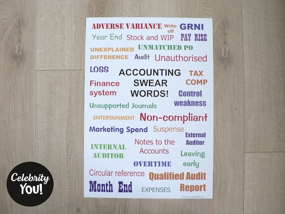 Accounting Swear Words POSTER, Accountant Top Pet Peeves Sign, Annoyingly Funny CPA Gift, Financial Terms, Home Office Decor, A3 PRINT, Joke