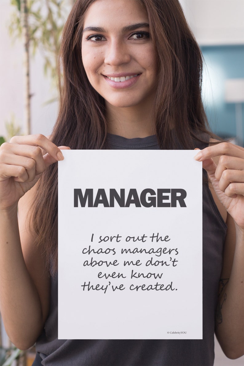 Manager Definition PRINTABLE Office Sign, Funny Management Motivational