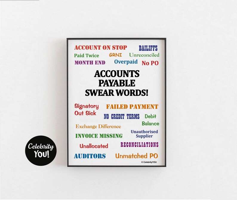 Accounts Payable Swear Words PRINTABLE Office Decor Funny Pet Etsy