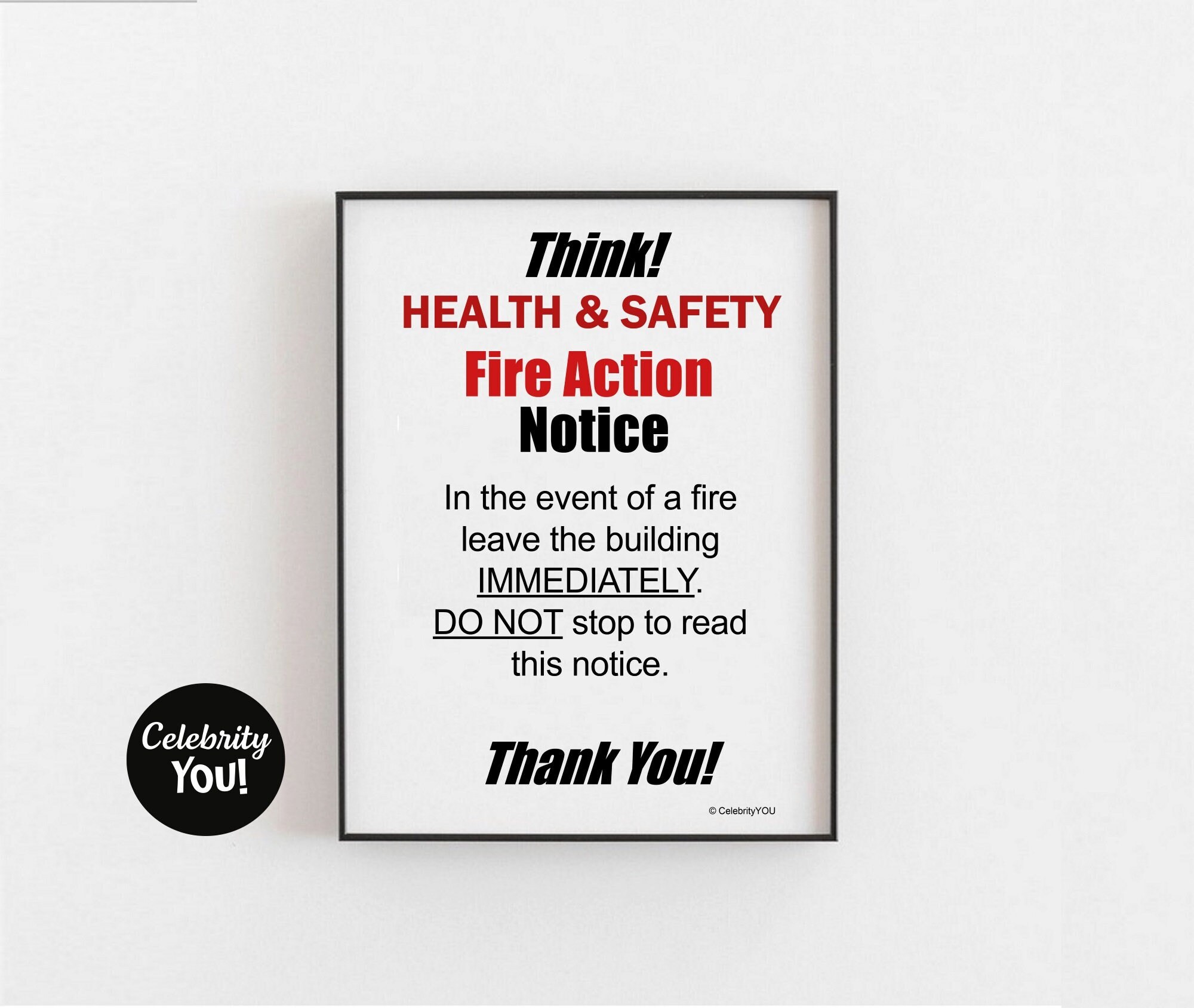 Think Health & Safety PRINTABLE Office Decor, Whacky Crazy Funny Joke Danger Warning Sign, Fire Safety Poster, Best Manager Gift , DOWNLOAD - Etsy