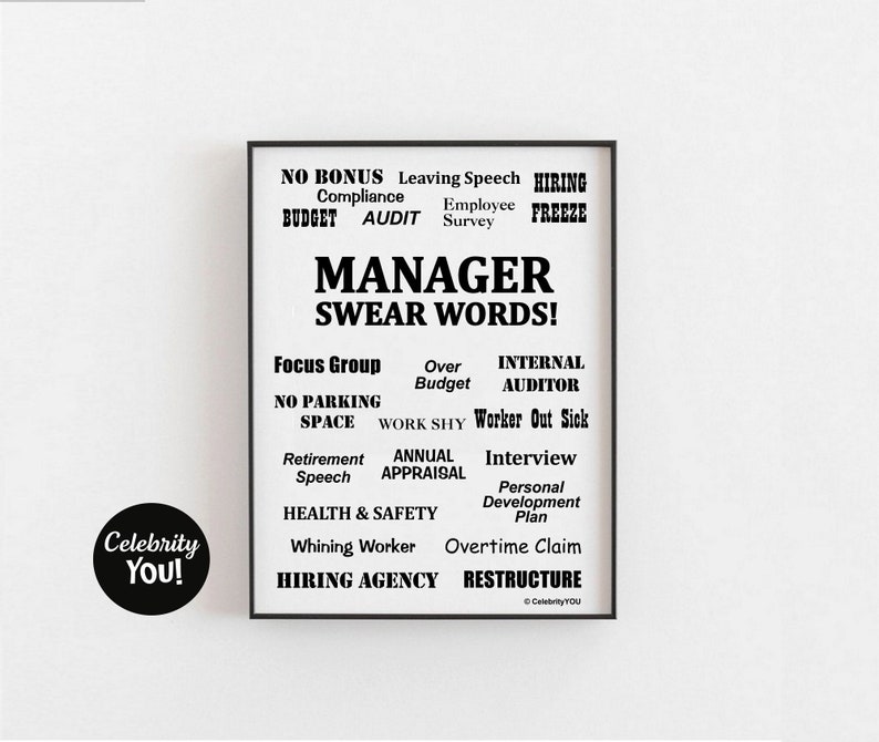 Manager Swear Words PRINT Boss Office Decor Drôle Etsy France