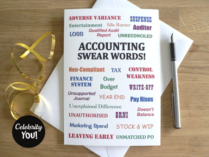 Accounting Swear Words Funny ACCOUNTANT Greeting Card, Blank A5
