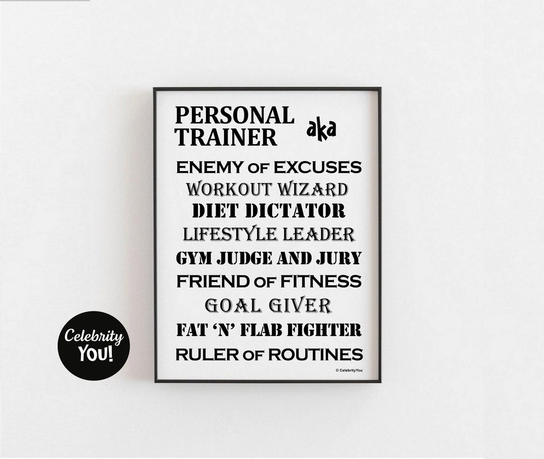 Personal Trainer Nicknames PRINTABLE Gift, Fitness Trainer Thank You Present, Gym Poster, Funny