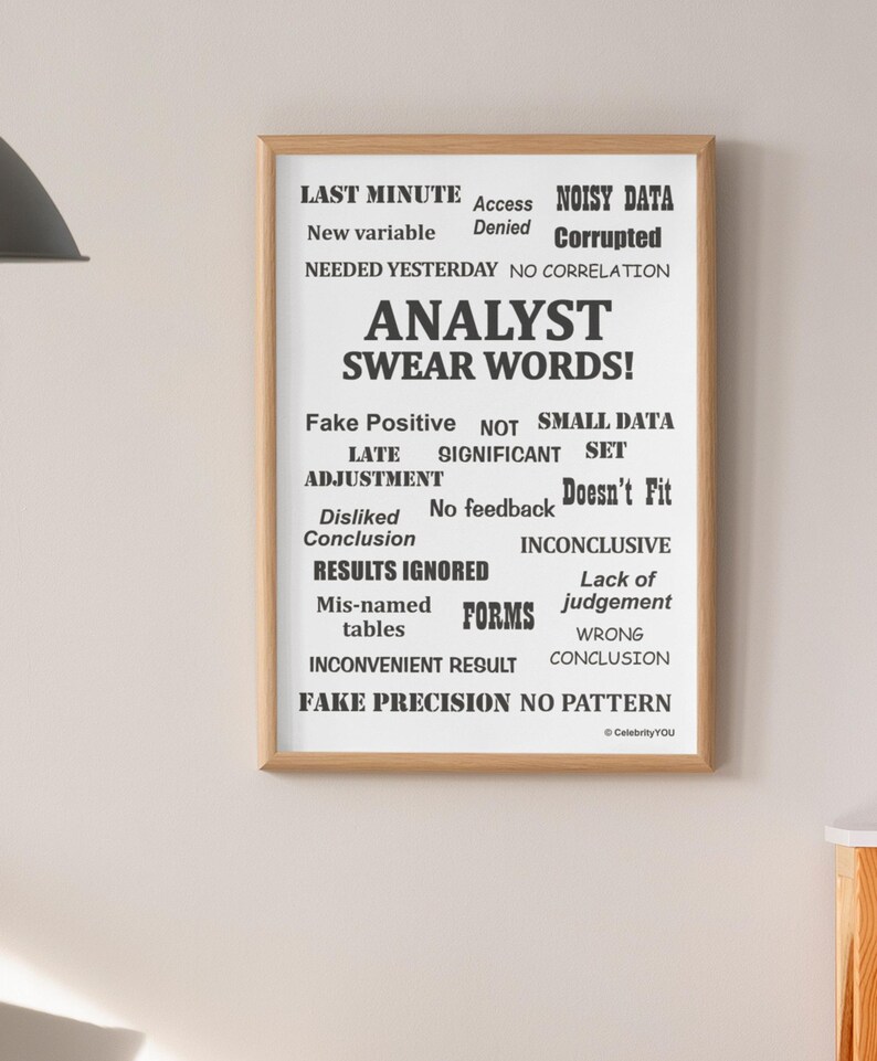 Analyst Swear Words Printable Poster: Funny Office Decor, Pet Peeves ...