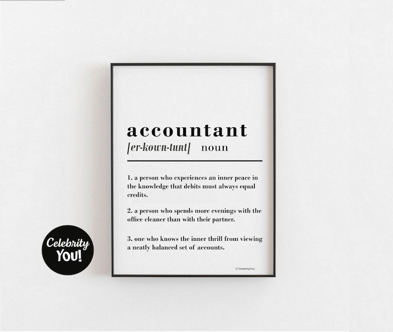 Funny Accountant Definition PRINTABLE Poster CPA Accountant Gift
