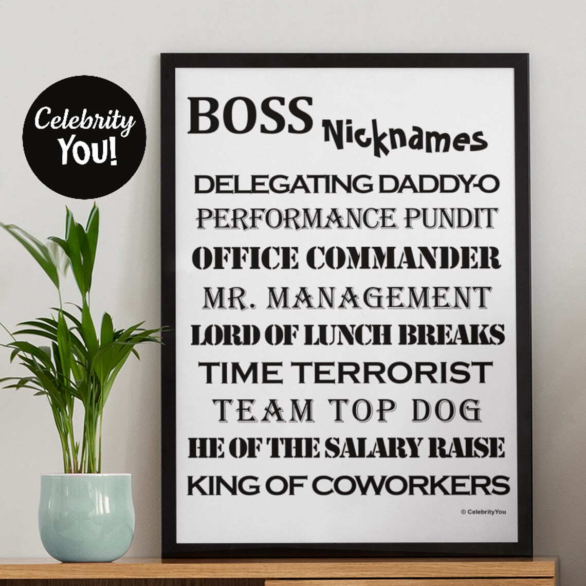 Boss Nicknames PRINTABLE Sign Poster Cruel Funny Boss Gift Etsy