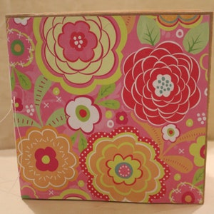 Junk Journal. Fuscia Floral bag junk journal. Lunch bag, lunchbag Journal. Blank Journal. Naked Junk Journal.