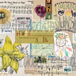 Set di collage artistici stampabili: Junk Journal e tecniche miste (file digitali)