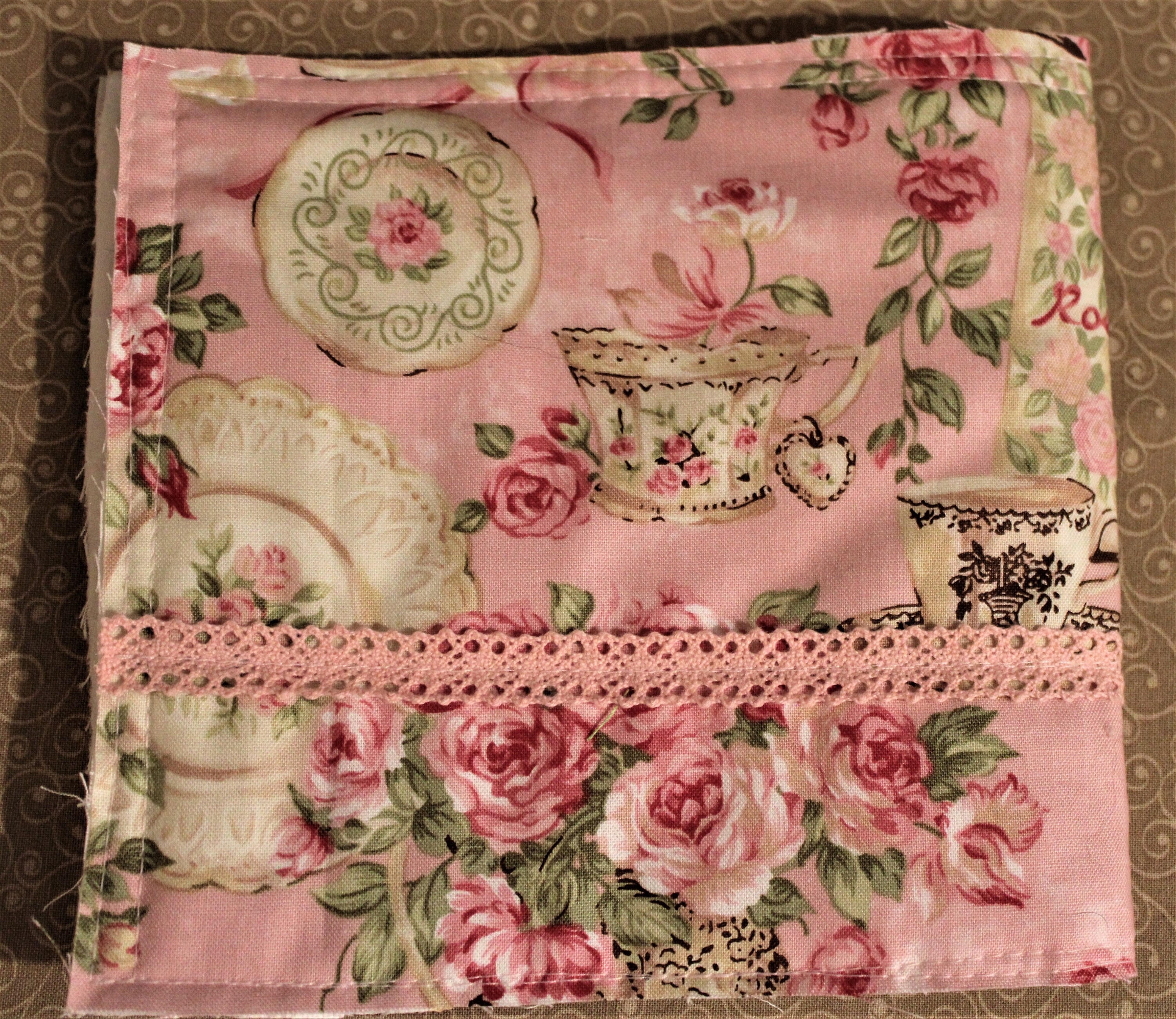 Fabric Junk Journal Cover A111. Shabby Chic Pink Junk Journal Cover